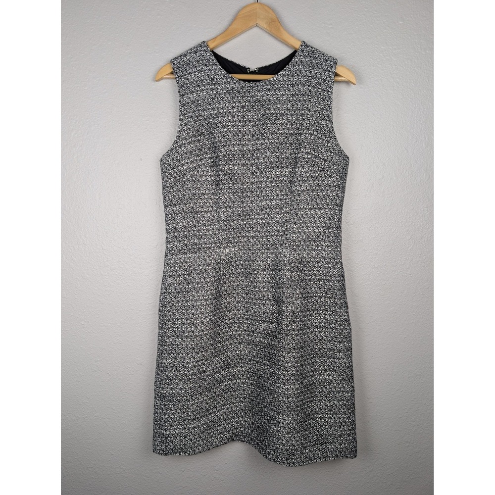 Adam Lippes Dress Womens 10 Black White Tweed Sleeveless Sheath Work Office